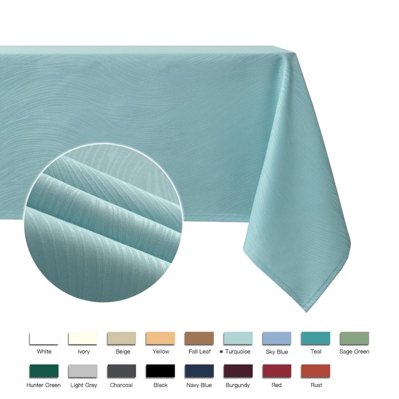 maxmill Jacquard Table Cloth Swirl Pattern Spillproof Wrinkle Resistant Water Proof Heavy Weight Soft Tablecloth for Kitchen Dinning Tabletop Outdoor Picnic Rectangle 52 x 70 Inch Turquoise - Image 4